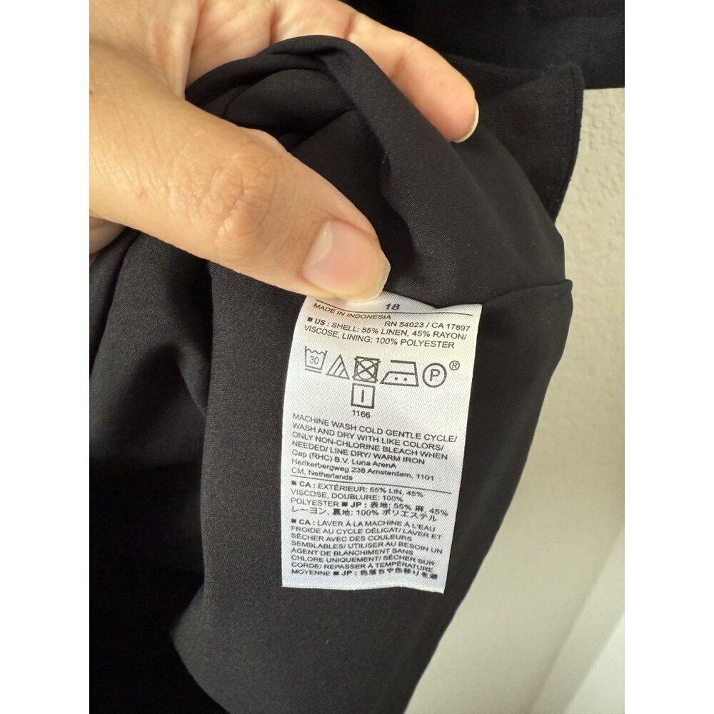 Banana Republic Linen Blend Black Puff Sleeve Mini Aline Dress Careerwear NWT 18 - Picture 8 of 10